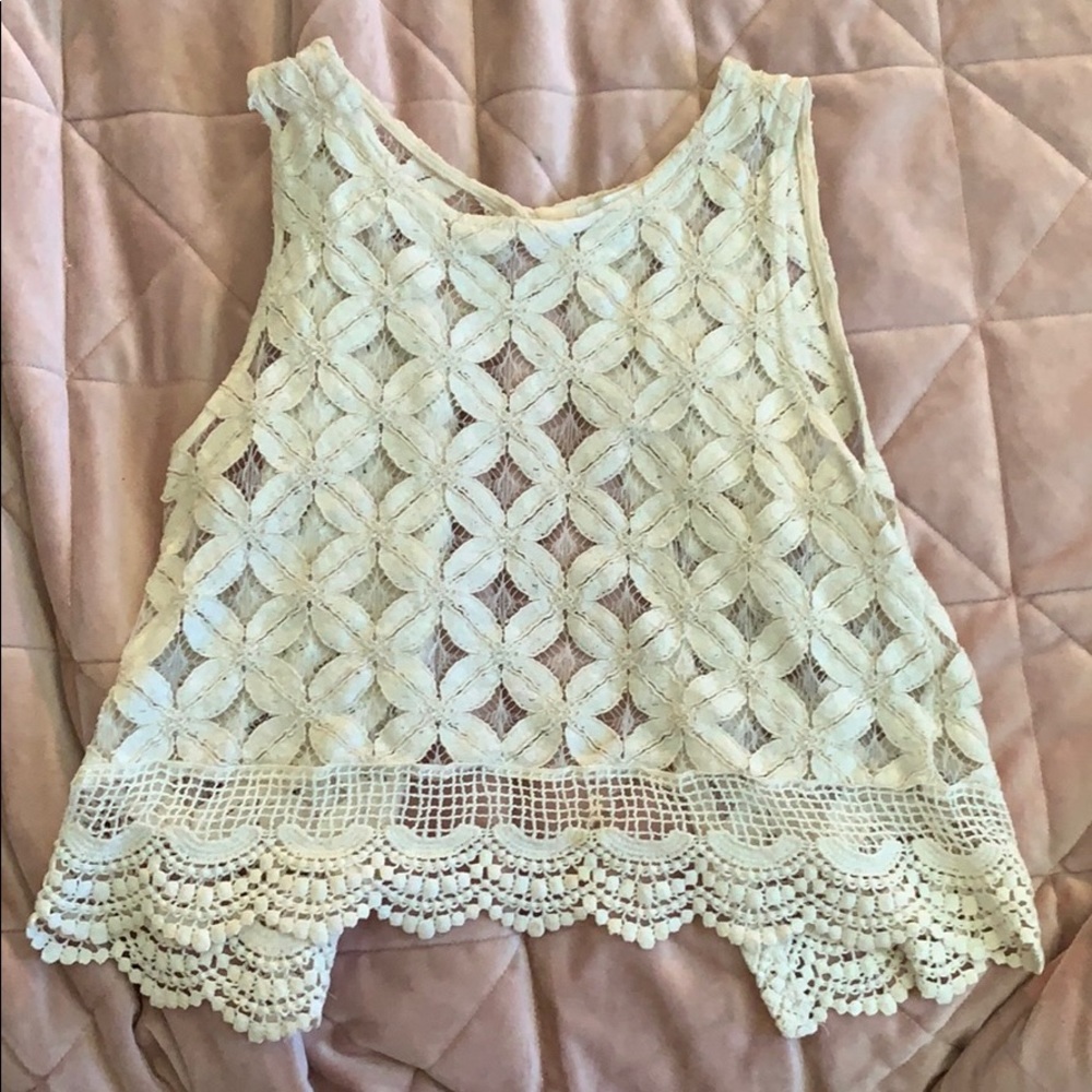 Cream Lace Cropped Shirt
